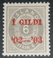 Iceland 6 Aur 1902 MNH - Usados