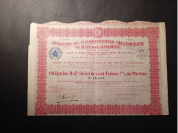 ACTION - ATELIER DE CONSTRUCTIONS ELECTRIQUES DE LYON ET DU DAUPHINE  - Obligation De 100 FRANCS - 1927 - Electricidad & Gas