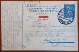 #49    Yugoslavia , Stationery Dopisnica Tito 2 Din. OVPT 10 Din. Carte Postale 1953 , Exelent - Entiers Postaux