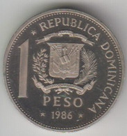 Domenican Republic 1 Peso 1986  15 Giochi Centroamerican E Caraibici Nikel Placcato Acciaio Piedfort Km # P16 Raro - Dominicaine