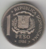 Domenican Republic 1 Peso 1986  15 Giochi Centroamerican E Caraibici Nikel Placcato Acciaio Piedfort Km # P16 Raro - Dominicana