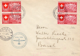 Switzerland / Suisse / Schweiz 1939 Landesausstellung Zürich Pro Aero Pairs Of Zum#220,226 (a?) On A Mailed Cover - Lettres & Documents