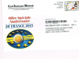 Enveloppe Avec Simili-timbre Drapeau Européen Affranchissement Destineo MD7  Thème EUROPE DRAPEAU (680) - Pseudo Privé-postwaardestukken