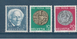 Suisse - YT N° 730 à 732 ** - Neuf Sans Charnière - 1964 - Unused Stamps