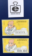 España Spain 1996, LITERATURA CERVANTES, 2 ETIQUETAS AJUSTE, EPELSA,PAPEL SEMI FOSFORESCENTE PTS / EURO - Vignette [ATM]