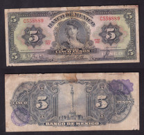 MESSICO 5 PESOS 1958  PIK 60C MB - Mexique