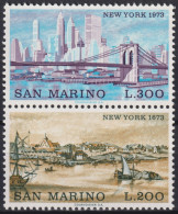 1973 San Marino ** Mi:SM 1025-1026, Sn:SM 799a, Yt:SM 831-832, New York, 1673-1973 - Unused Stamps
