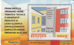 TESSERA FILATELICA VALORE 0,45 EURO LICEO CAIROLI (TF1328 - Philatelistische Karten