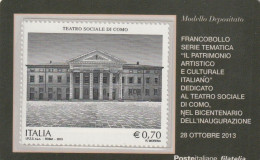 TESSERA FILATELICA VALORE 0,7 EURO TEATRO SOCIALE DI COMO (TF1256 - Cartes Philatéliques