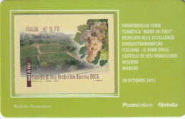 TESSERA FILATELICA VALORE 0,7 EURO CASTELLI DI JESI VERDICCHIO (TF1239 - Cartes Philatéliques