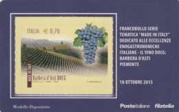 TESSERA FILATELICA VALORE 0,7 EURO BARBERA D'ASTI (TF1234 - Cartes Philatéliques