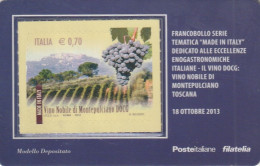 TESSERA FILATELICA VALORE 0,7 EURO VINO NOBILE MONTEPULCIANO (TF1231 - Cartes Philatéliques