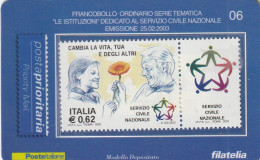 TESSERA FILATELICA VALORE 0,62 EURO SERVIZIO CIVILE (TF1201 - Philatelic Cards