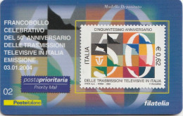 TESSERA FILATELICA VALORE 0,62 EURO TRASMISSIONI TELEVISIVE (TF1198 - Philatelic Cards