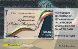 TESSERA FILATELICA VALORE 0,65 EURO RELAZ DIPLOMATICHE ITALIA BULGARIA (TF1182 - Philatelic Cards