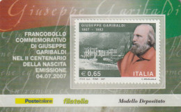 TESSERA FILATELICA VALORE 0,65 EURO GARIBALDI (TF1168 - Cartes Philatéliques