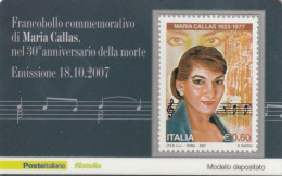 TESSERA FILATELICA VALORE 0,6 EURO MARIA CALLAS (TF1128 - Philatelistische Karten