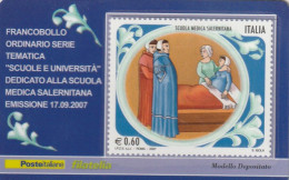 TESSERA FILATELICA VALORE 0,6 EURO SCUOLA MEDICA SALERNITANA (TF1122 - Philatelic Cards