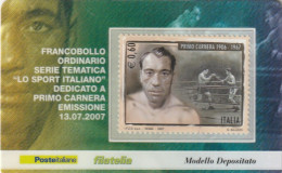 TESSERA FILATELICA VALORE 0,6 EURO PRIMO CARNERA (TF1124 - Tarjetas Filatélicas