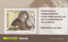 TESSERA FILATELICA VALORE 0,6 EURO DON PRIMO MAZZOLARI (TF1117 - Filatelistische Kaarten