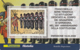 TESSERA FILATELICA VALORE 0,6 EURO GRANATIERI SARDEGNA (TF1116 - Cartes Philatéliques