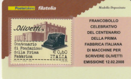 TESSERA FILATELICA VALORE 0,6 EURO OLIVETTI (TF1111 - Tessere Filateliche