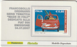 TESSERA FILATELICA VALORE 0,6 EURO FIAT 500 (TF1110 - Cartes Philatéliques