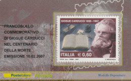 TESSERA FILATELICA VALORE 0,6 EURO CARDUCCI (TF1072 - Tarjetas Filatélicas