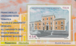 TESSERA FILATELICA VALORE 0,6 EURO UNIVERSITA BRESCIA (TF1071 - Philatelistische Karten