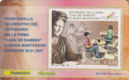 TESSERA FILATELICA VALORE 0,6 EURO MONTESSORI (TF1069 - Cartes Philatéliques