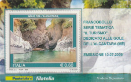 TESSERA FILATELICA VALORE 0,6 EURO GOLE ELL'ALCANTARA (TF1030 - Tarjetas Filatélicas
