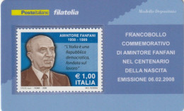 TESSERA FILATELICA VALORE 1 EURO FANFANI (TF1016 - Philatelistische Karten