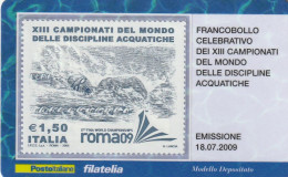 TESSERA FILATELICA VALORE 1,5 EURO CAMP MOND DISCIPLINE ACQUATICHE (TF973 - Tarjetas Filatélicas