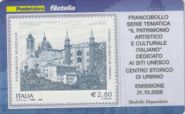 TESSERA FILATELICA VALORE 2,8 EURO URBINO (TF952 - Tarjetas Filatélicas