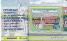 TESSERA FILATELICA VALORE 2,8 EURO SCUOLA ECONOMIA FINANZE (TF948 - Philatelistische Karten