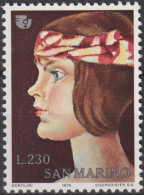 1975 San Marino ** Mi:SM 1101, Sn:SM 874, Yt:SM 904, Profile Of A Girl, Painting By Franco Gentilini - Unused Stamps