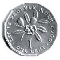 JAMAÏQUE 1 CENT / LET US PRODUCT MORE FOOD ( SIC ) / 1986 / ALU / 1.15 G / 21 Mm - Giamaica