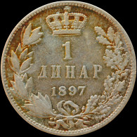 LaZooRo: Serbia 1 Dinar 1897 XF / UNC Rainbow - Silver - Serbien