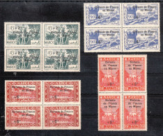 Marokko 1942**, 4er Blocks: Geflohene Kinder, Kaktus / Maroc 1942, MNH, Blocks Of 4: Flown Children, Cactus - Cactus