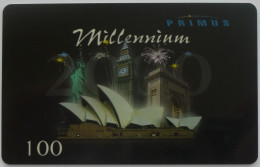 MILLENNIUM 2000 / Arc Triomphe - Big Ben - Statue Liberté - Carte Téléphone Prépayée PRIMUS Utilisée - Landscapes