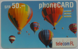 MONTGOLFIERE Dans Le Ciel - Carte Téléphone Suisse Prépayée TELECOM FL Utilisée - Spazio
