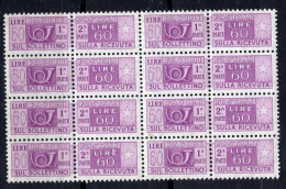 Italia (1974) - Pacchi, 60 Lire Fil. Stelle 4° Tipo, Gomma Vinilica, Sass. 90/II ** - Postal Parcels