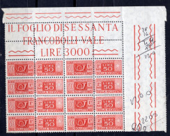 Italia (1974) - Pacchi, 50 Lire Fil. Stelle 4° Tipo, Gomma Vinilica, Sass. 89/II ** - Postal Parcels