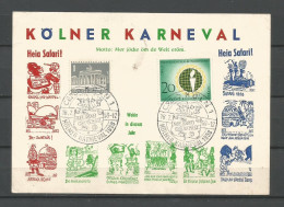 Germany Postcard Köln, Karneval, Motto Mer Jöcke öm De Welt Eröm, Heia Safari, 1958............................box10 - Köln