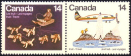 (C07-71aa) Canada Voyages Inuit Travels Dog Sled Traineau Chiens Avion Airplane MNH ** Neuf SC - Neufs