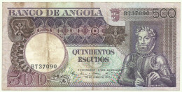 Angola - 500 Escudos - 10.6.1973 - Pick: 107 - Serie BT - Luiz De Camões - PORTUGAL - Angola