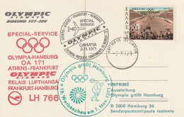 Greece - Olympia Grüßt Hamburg - Olympic Special Service Athens-Frankfurt LH 766 - 1971  (67177) - Cartas & Documentos