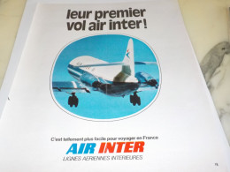 ANCIENNE PUBLICITE  VOTRE PREMIER VOL  AIR INTER 1973 - Autres & Non Classés