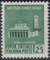 1944 Italien - Sozialrepublik ** Mi:IT 654X, Sn:IT-RSI 19, Yt:IT-RSI 28, Basilica Of San Lorenzo, Rome - Neufs