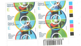 Year 2024 - World Championchip In Biatlon, 2 Stamps In 4-block, With Bar Code And Color Test  MNH - Unused Stamps